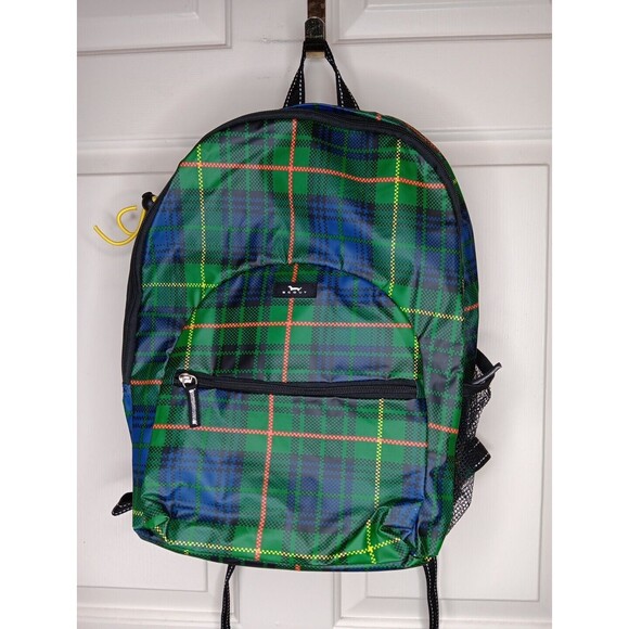 Scout Big Draw Backpack Breaking Plaid Blue Green EUC - Picture 1 of 6